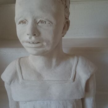 Sculpture titled "Enfant fillette" by Chrysanthou, Original Artwork, Clay