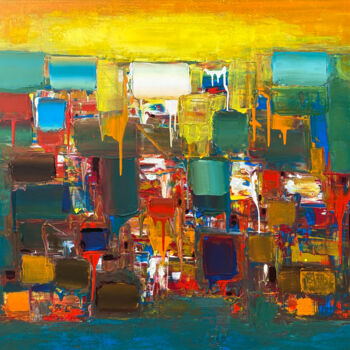 Картина под названием "Abstract-172" - Nivas Kanhere, Подлинное произведение искусства, Акрил