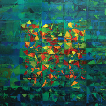 Pintura intitulada "Abstract-193" por Nivas Kanhere, Obras de arte originais, Óleo