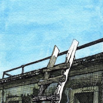 Rysunek zatytułowany „UPSTAIRS Abandoned…” autorstwa Nives Palmić, Oryginalna praca, Atrament