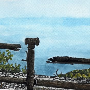 Drawing titled "THE EDGE OF THE WOR…" by Nives Palmić, Original Artwork, Ink