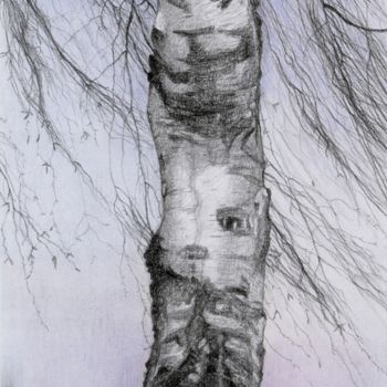 Dibujo titulada "BIRCH BODY" por Nives Palmić, Obra de arte original, Pastel