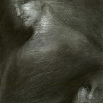 Zeichnungen mit dem Titel "STRANGERS" von Nives Palmić, Original-Kunstwerk, Kohle