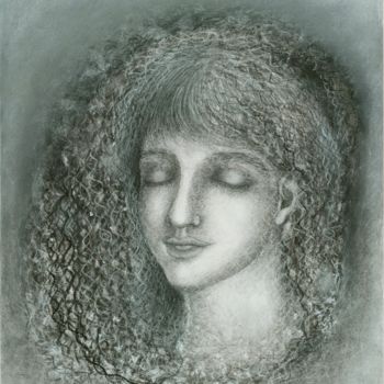 Zeichnungen mit dem Titel "DAUGHTER'S DREAM" von Nives Palmić, Original-Kunstwerk, Kreide