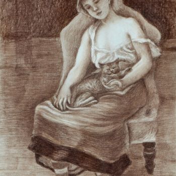 「After Renoir's pain…」というタイトルの描画 Nives Palmićによって, オリジナルのアートワーク, パステル