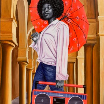 Painting titled "QUEEN OF NO NATION" by Niyi Omotayo, Original Artwork, Acrylic