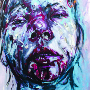 Malerei mit dem Titel "Purple face" von Nizaac Vallejo, Original-Kunstwerk, Acryl