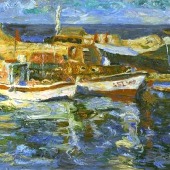 Картина под названием "Boats" - Robert Nizamov, Подлинное произведение искусства, Масло