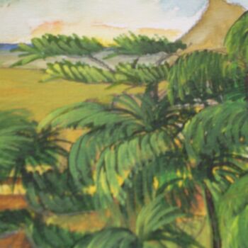 Painting titled "palmiers-26x32.jpg" by Nizard Dominique, Original Artwork, Watercolor