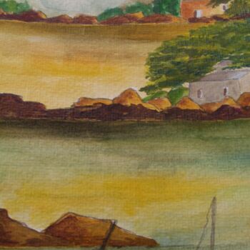 Painting titled "bretagne-3-aquarell…" by Nizard Dominique, Original Artwork, Watercolor