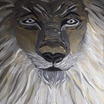 Painting titled "Le lion" by Nj, Original Artwork, Acrylic