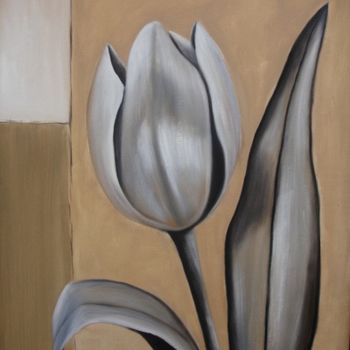 Pintura intitulada "tulipa prateada" por Njacques, Obras de arte originais