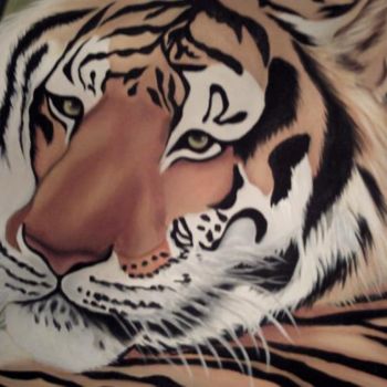 Malerei mit dem Titel "tigre" von Njacques, Original-Kunstwerk, Öl