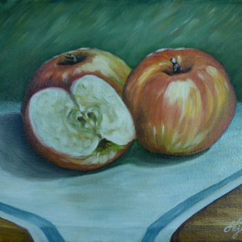 Painting titled "apples" by Njegos Arnaut, Original Artwork, Oil