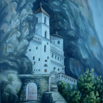 Painting titled "Monastery Ostrog" by Njegos Arnaut, Original Artwork, Oil