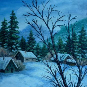 Pintura intitulada "Winter in the mount…" por Njegos Arnaut, Obras de arte originais, Óleo