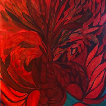 Peinture intitulée "Red  Cornucopia" par Njoy, Œuvre d'art originale, Huile