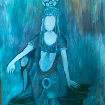 Painting titled "Bathing in Turquoise" by Njoy, Original Artwork, Oil