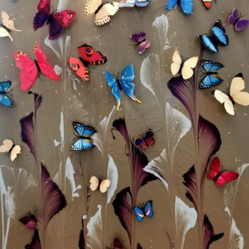 绘画 标题为“Butterflies” 由Njscreative, 原创艺术品, 丙烯 安装在木质担架架上