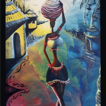 Painting titled "Coming from the Afr…" by Nk George, Original Artwork, Oil