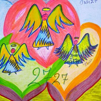 Desenho intitulada "Angels La Trinité" por Nathyse, Obras de arte originais, Lápis