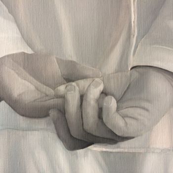 Pintura titulada "LES PORTEURS, Blanc" por Nathalie Coulon, Obra de arte original, Oleo