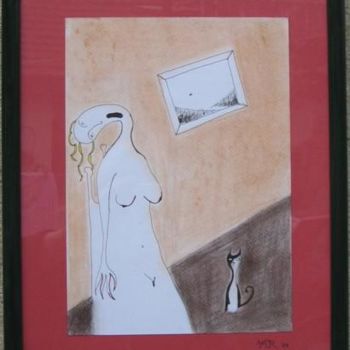 Schilderij getiteld "Desperate woman" door Mjr., Origineel Kunstwerk