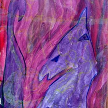 Schilderij getiteld "Horse in cave" door Mjr., Origineel Kunstwerk