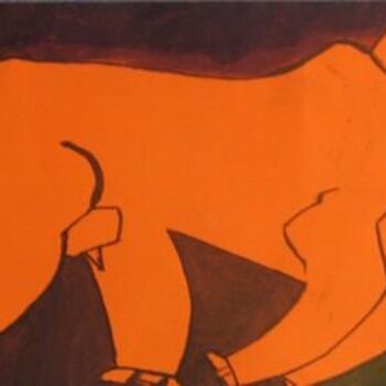 Painting titled "Bull" by Mjr., Original Artwork