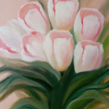 Painting titled ",,bouquet de tulipe…" by Nina Napkhaniuk, Original Artwork, Oil