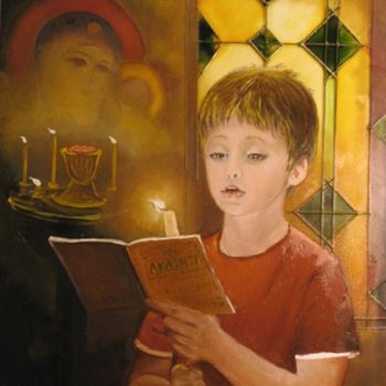 Pittura intitolato "Prayer of Child" da Nell Amelkova, Opera d'arte originale, Olio