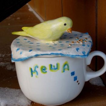 Escultura intitulada "Canary (cup)" por Nell Amelkova, Obras de arte originais, Cerâmica