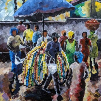 Painting titled "SPICES ON WHEELS" by Noah Bugingo, Original Artwork, Acrylic Mounted on Wood Stretcher frame