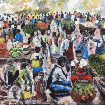 Pittura intitolato "UMUGANURA (Harvest…" da Noah Bugingo, Opera d'arte originale, Acrilico Montato su Telaio per barella in…
