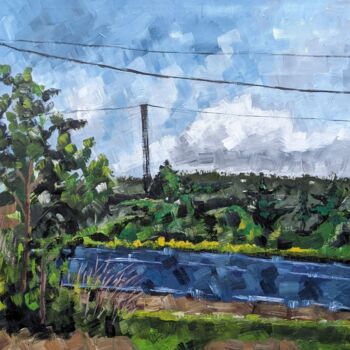 Painting titled "PEACEFUL COUNTRYSIDE" by Noah Bugingo, Original Artwork, Acrylic Mounted on Wood Stretcher frame
