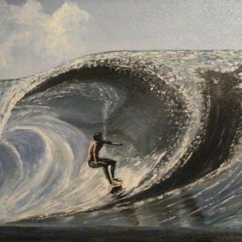 Malerei mit dem Titel "surfeur" von Daniel Nobécourt, Original-Kunstwerk, Öl