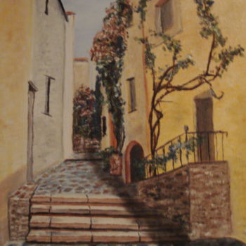 Peinture intitulée "rue de colliour" par Daniel Nobécourt, Œuvre d'art originale, Huile