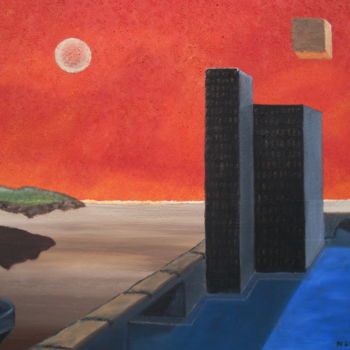 「Espace;cube」というタイトルの絵画 Daniel Nobécourtによって, オリジナルのアートワーク, オイル
