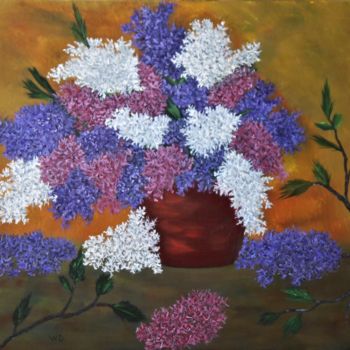 Painting titled "Lilacs love" by W-Dagrou, Original Artwork, Oil