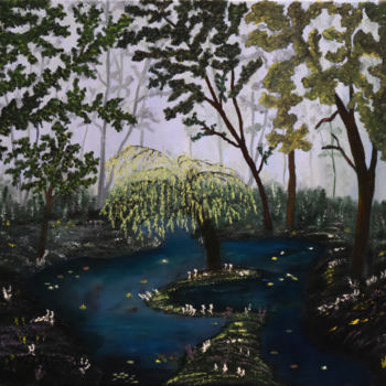 Pittura intitolato "paysage" da W-Dagrou, Opera d'arte originale, Olio