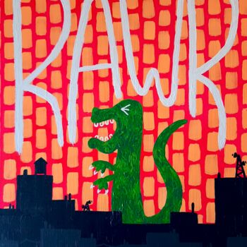 Painting titled "RAWR - Godzilla" by Noceda, Original Artwork, Acrylic