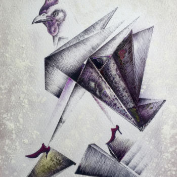 Malerei mit dem Titel "VIP Chicken" von Nocturnal Art Iyad, Original-Kunstwerk, Airbrush
