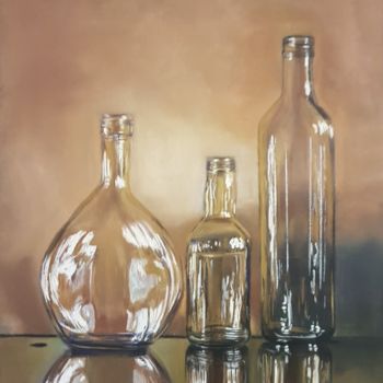 "glass bottles" başlıklı Tablo Nadia Sheikh tarafından, Orijinal sanat, Pastel