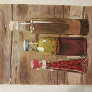 Peinture intitulée "oil and vinegar" par Nadia Sheikh, Œuvre d'art originale