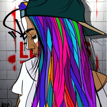 Цифровое искусство под названием "Rainbow girl" - Art De Noé, Подлинное произведение искусства, Цифровая живопись
