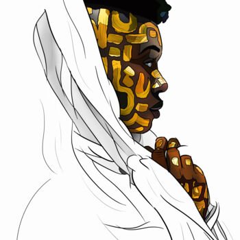 Arts numériques intitulée "Tribal afro" par Art De Noé, Œuvre d'art originale, Peinture numérique
