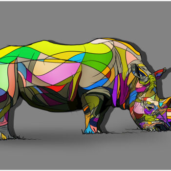 Artes digitais intitulada "Rhinoceros colors" por Art De Noé, Obras de arte originais, Pintura digital