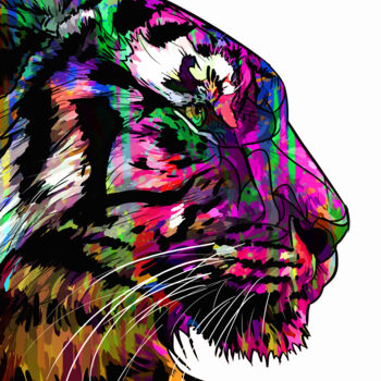 Digital Arts titled "Tiger colors" by Art De Noé, Original Artwork, Digital Painting