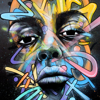 Картина под названием "Urban face" - Art De Noé, Подлинное произведение искусства, Акрил