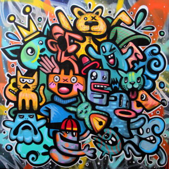 Schilderij getiteld "Colors cartoons" door Art De Noé, Origineel Kunstwerk, Acryl